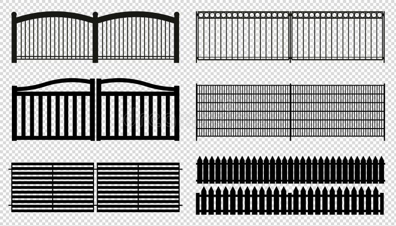 Fence Panels - Different Silhouettes - Vector Illustrations - Isolated On Transparent Background