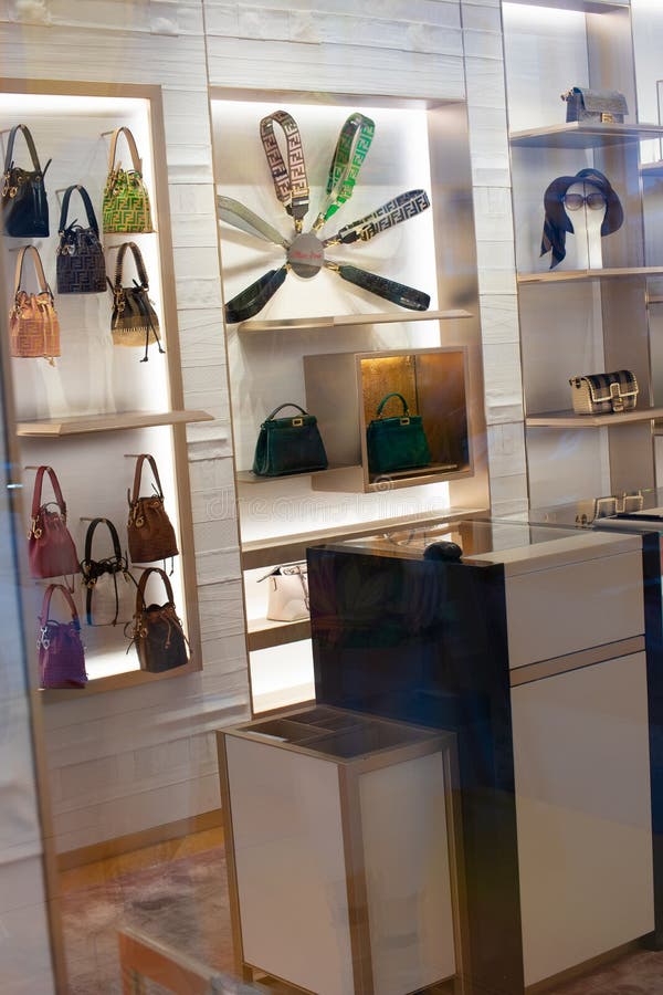 FENDI Fashion Store, Window Shop, Bags, Clothes and Shoes on Display ...