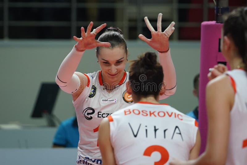 ISTANBUL, TURKIYE - NOVEMBER 02, 2022: Irina Voronkova in Fenerbahce Opet vs Eczacibasi Dynavit Turkish Sultans League match in Burhan Felek Sport Hall