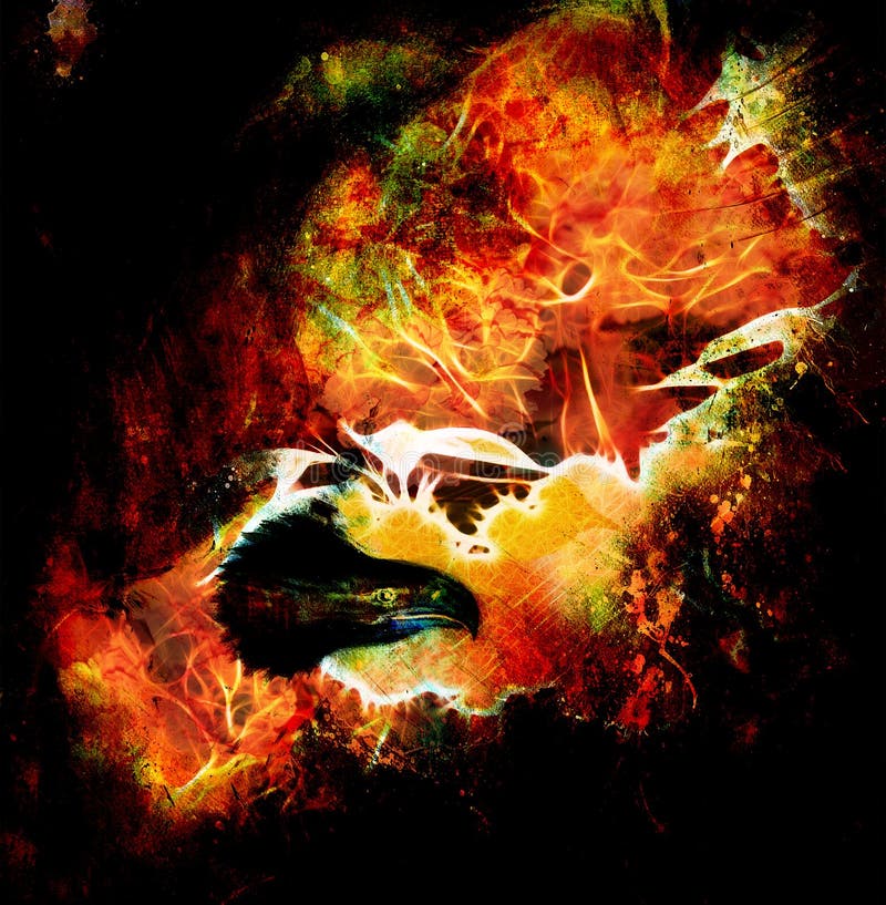Fenix in brand op een abstracte achtergrond, kleur met vlek struc vector illustratie Fenix in brand op een abstracte achtergrond, kleur met vlek struc vector illustratie