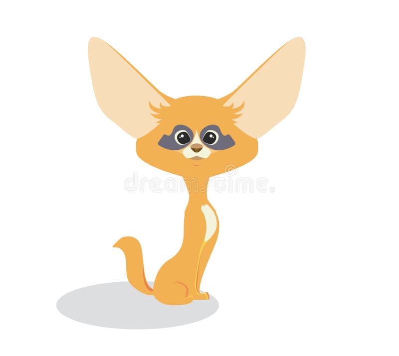 Fennec Bonito Dos Desenhos Animados Raposa Pequena Vermelha Bonito