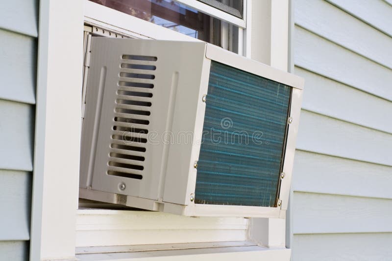 Fenster Eingehangene Klimaanlage Stockfoto Bild von