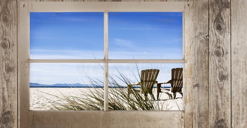 Fenster mit Strand-Ansicht