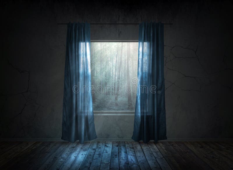 Fenster nachts stockfoto. Bild von trennvorhang, holz