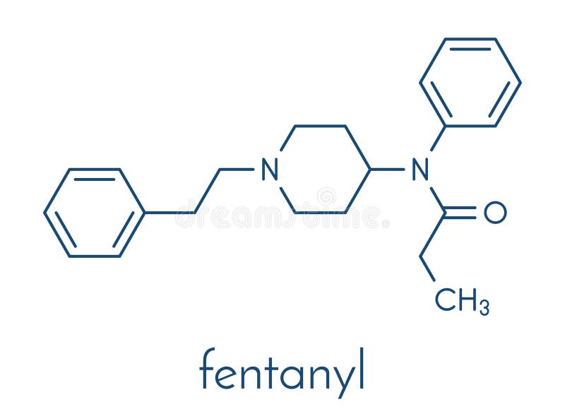 Fentanyl Fentanil C22h28n2o Molecule It Is Opioid Analgesic Structural  Chemical Formula On The Dark Blue Background Stock Illustration - Download  Image Now - iStock