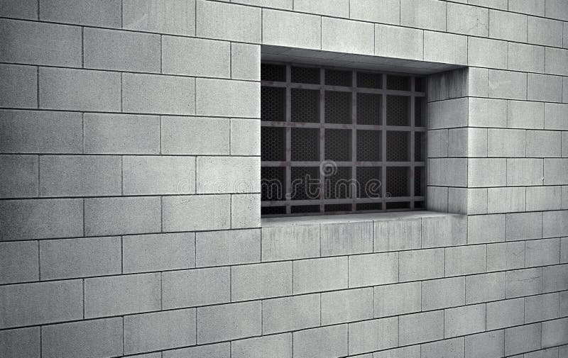 Fenêtre barrée de cellules de prison rendu 3d illustration stock Fenêtre barrée de cellules de prison rendu 3d illustration stock