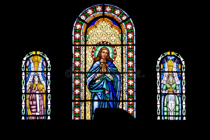 Fenêtre de verre souillé religieux dans l'image Jésus photos stock Fenêtre de verre souillé religieux dans l'image Jésus photos stock