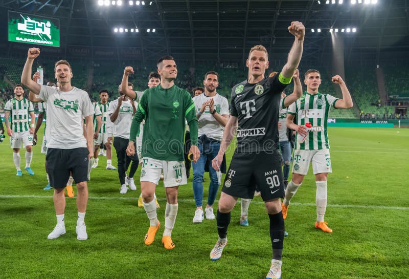 BUDAPEST, HUNGARY - MAY 7: Muhamed Besic of Ferencvarosi TC runs with the  ball during the Hungarian OTP Bank Liga match between Ferencvarosi TC and  MTK Budapest at Groupama Arena on May