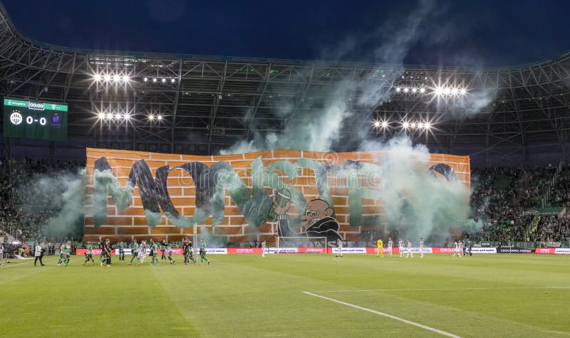 BUDAPEST - March 10: Fans Of FTC Light Fire During Ferencvarosi TC