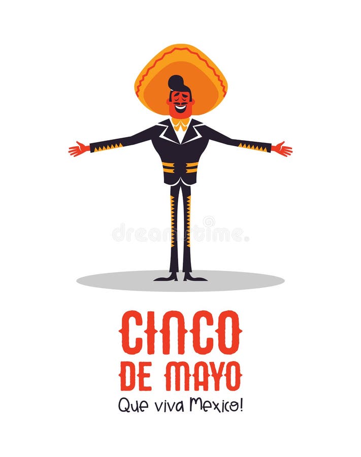 Fericit cinco de mayo card Mariachi mexican royalty free illustration