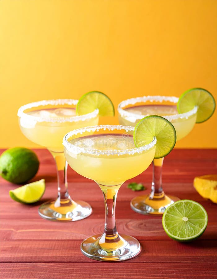 Fericit Cinco de Mayo temă de petrecere colorată cu băuturi de margarita de culoare strălucitoare pe masa de lemn roșu și fundal g vector illustration