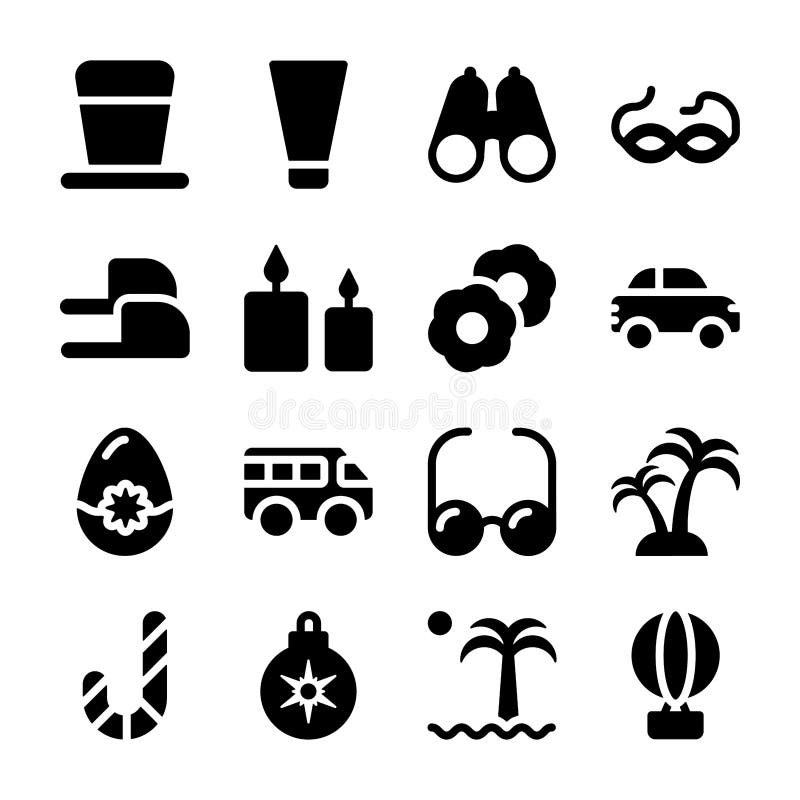 Ferier och semestrar fyllde symboler packar vektor illustrationer Ferier och semestrar fyllde symboler packar vektor illustrationer