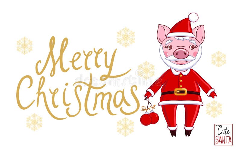 Ferkel in der Rolle von Santa Claus in einer festlichen Kleidung stock abbildung Ferkel in der Rolle von Santa Claus in einer festlichen Kleidung stock abbildung