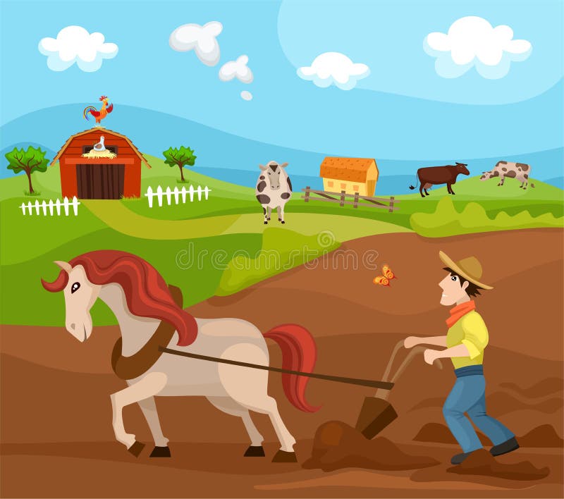 vector illustration of a cute farm. vector illustration of a cute farm