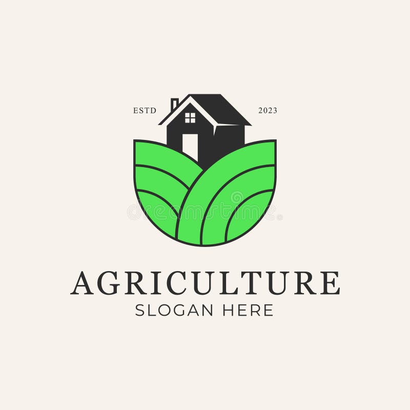 Ferme Agricole Ligne Art Logo Vectoriel Illustration Illustration de ...