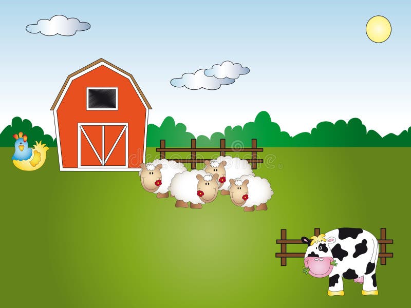 Illustration with farm animal cartoon. Illustration with farm animal cartoon