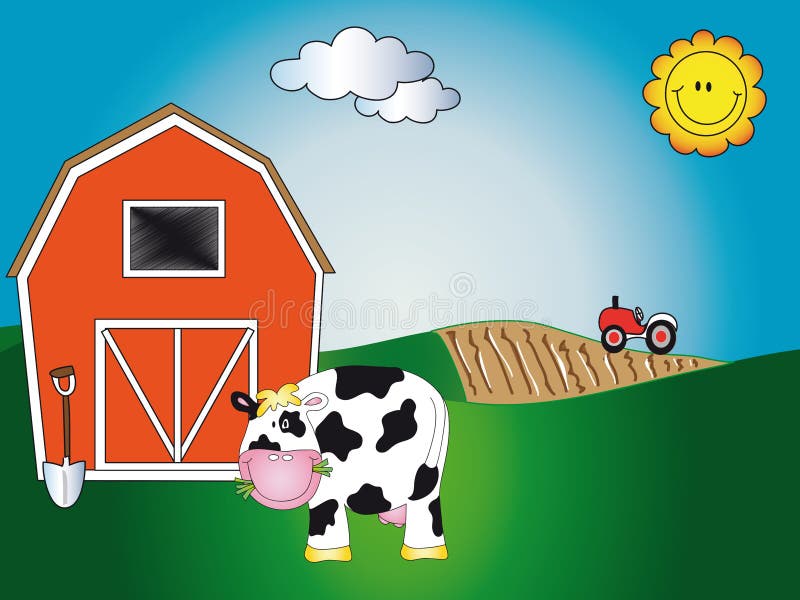 Illustration with farm animal cartoon. Illustration with farm animal cartoon
