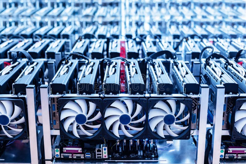 Ferme d'exploitation de Bitcoin Matériel informatique images stock