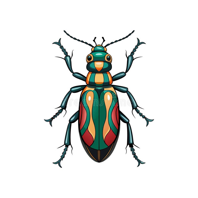 Fermecător Tigru Beetle Exemplu Care Subliniază Detaliile Sale vector illustration