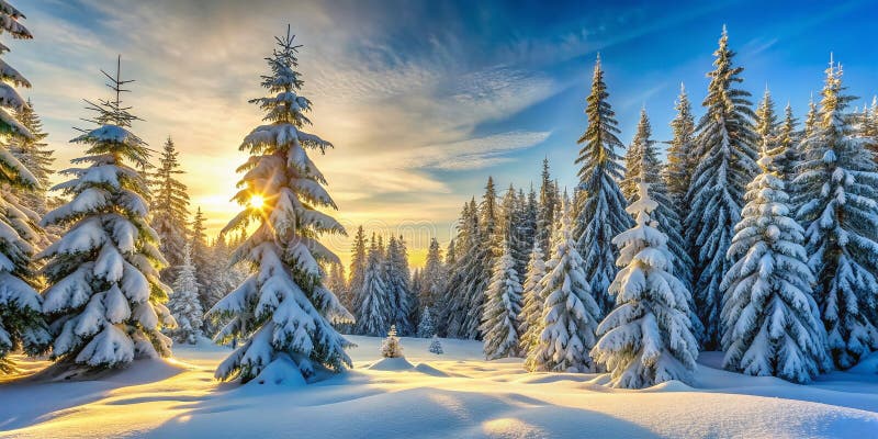 Fermecător Winter Wonderland O zăpadă proaspătă transformă o pădure într-un paradis acoperit de zăpadă neatinsă stock illustration