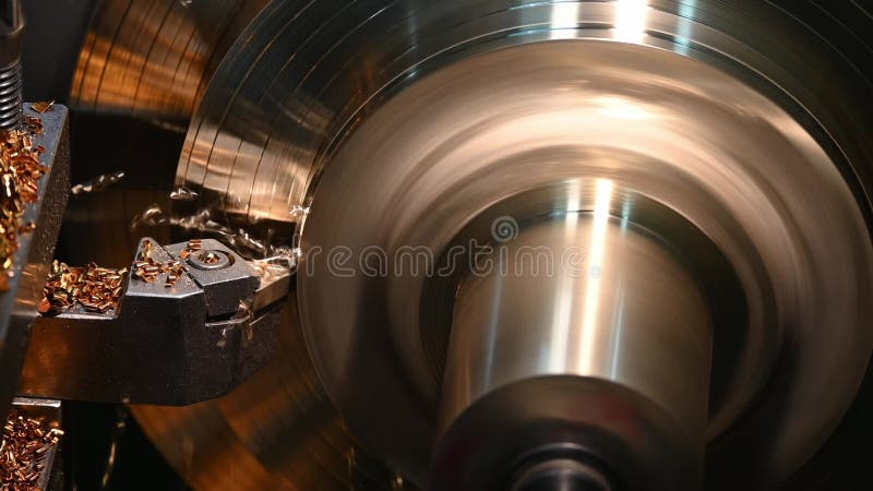 Fermer la scène de la machine de lathe fini couper les pièces de laiton par les outils de laiton banque de vidéos