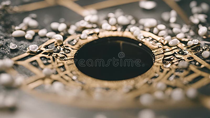 Fermeture d'un cercle noir et or illustration de vecteur