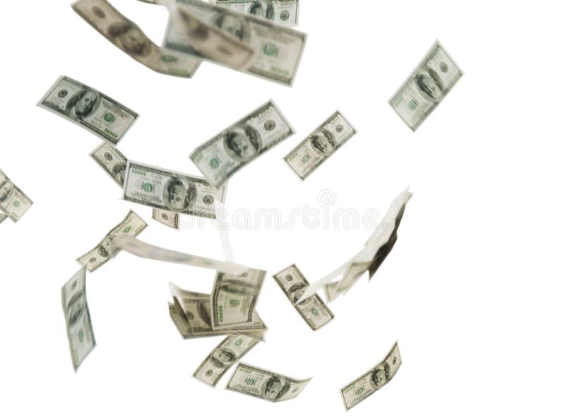 Fermez de l'argent de dollar US volant au-dessus du blanc images libres de droits Fermez de l'argent de dollar US volant au-dessus du blanc images libres de droits