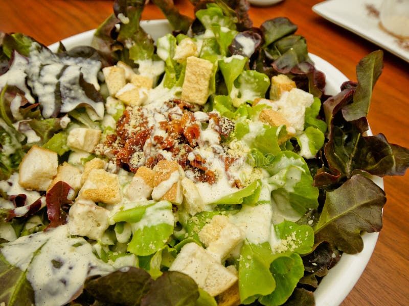Fermez-vous de Caesar Salad image stock