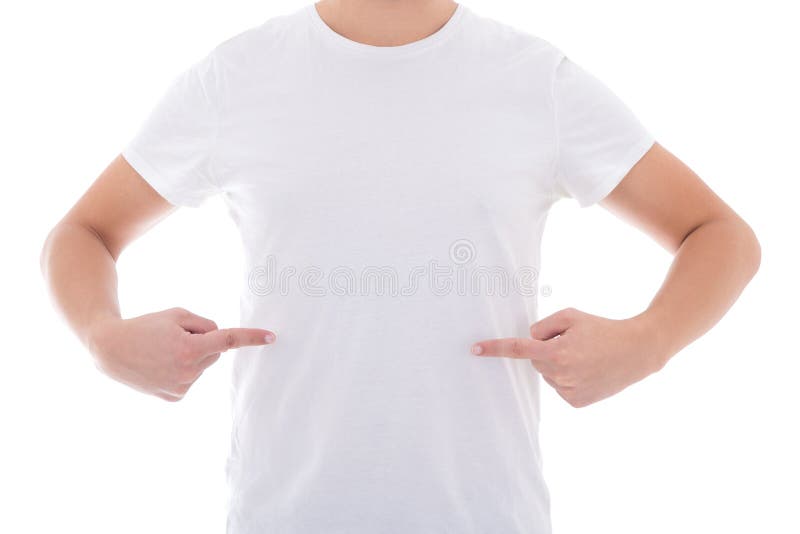 Fermez-vous de l'homme dans le T-shirt vide se dirigeant à se a isolé dessus photos stock Fermez-vous de l'homme dans le T-shirt vide se dirigeant à se a isolé dessus photos stock