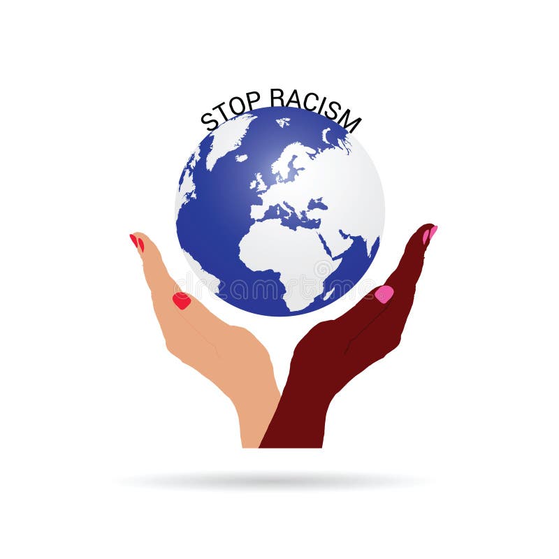 Fermi il razzismo con l'illustrazione del pianeta Terra illustrazione di stock Fermi il razzismo con l'illustrazione del pianeta Terra illustrazione di stock