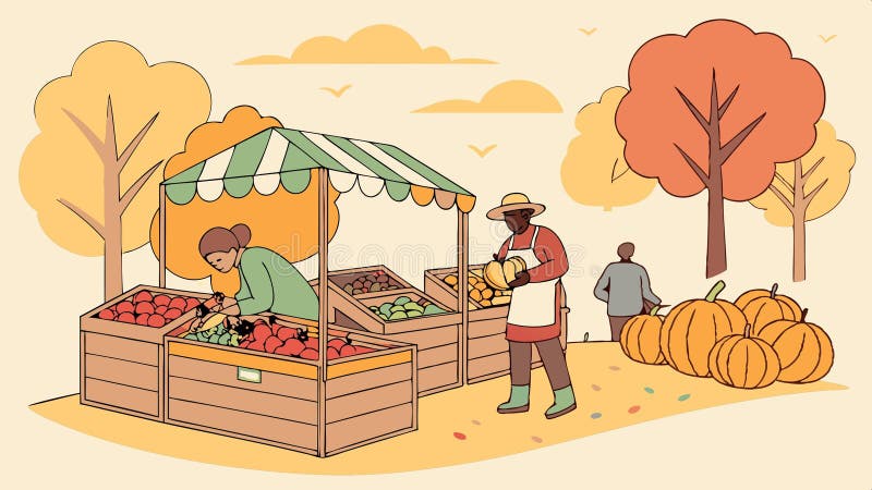 Fermierii comercializează produse locale și produse alimentare proaspete de pe piață vector de proiectare Generative AI royalty free illustration