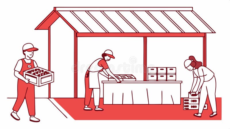 Fermierii de pe piața produselor proaspete și de pe piața comunitară proiectarea vectorului de atmosferă Generative AI stock illustration
