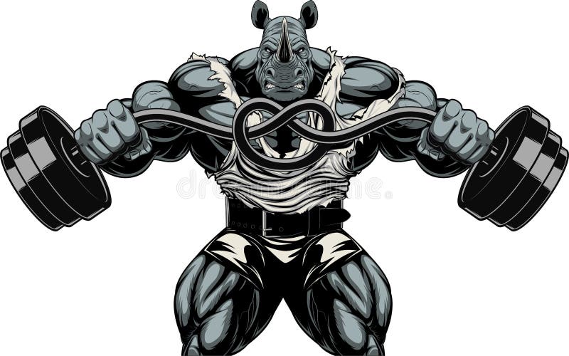 Ferocious Rhino athlete stock vector. Illustration of barbell - 80795678
