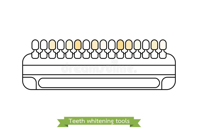 Ferramenta do alvejante do dente - comparação da brancura dental - estilo do esboço do vetor dos desenhos animados ilustração stock Ferramenta do alvejante do dente - comparação da brancura dental - estilo do esboço do vetor dos desenhos animados ilustração stock
