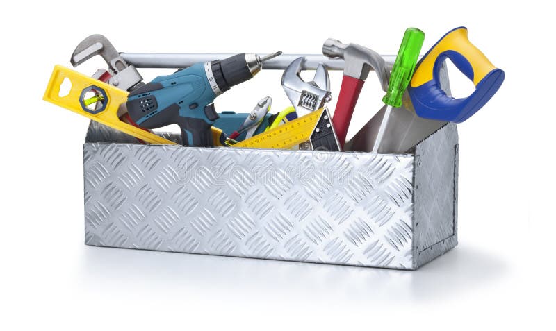 Ferramentas de caixa de ferramentas Caixa de ferramentas fotografia de stock
