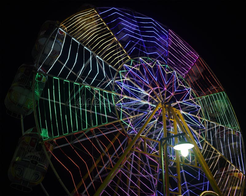 Ferris Wheel with Led Lights in the Night Editorial Stock Photo Image