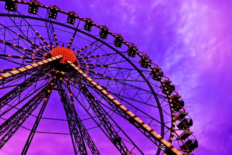 Ferris wheel night colorful lights Odessa, Ukraine