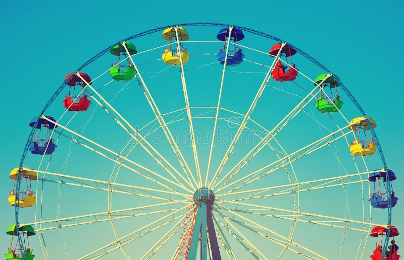 Ferris wheel in retro vintage style