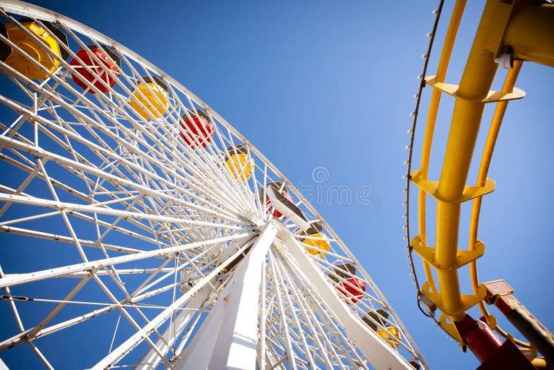 Ferris Wheel & Roller Coaster stock photos