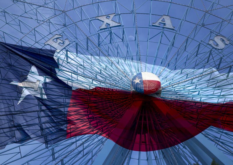 Ferris wheel and Texas state flag stock photo Ferris wheel and Texas state flag stock photo