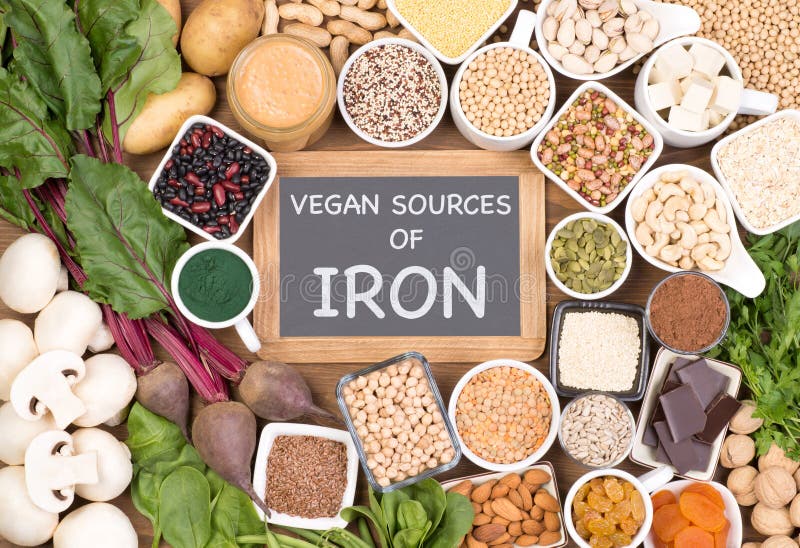 Ferro nella dieta del vegano Fonti dell'alimento di ferro del vegano