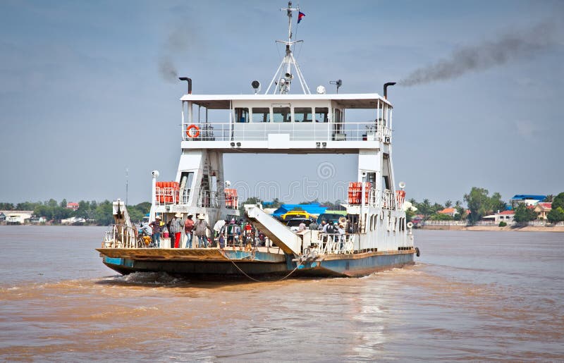 Ferry across the Mekong, in Neak Leung, Cambodia.