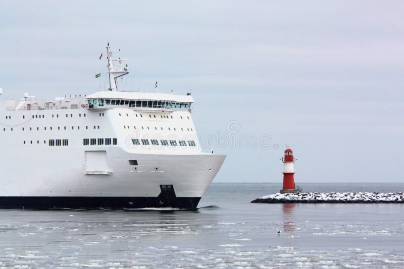 Ferry in Rostock stock photo. Image of beacon, coast 23310544
