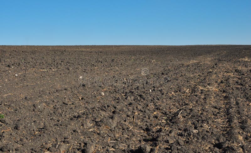 Fertile, plowed soil of an agricultural field
