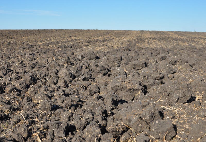 Fertile, plowed soil of an agricultural field