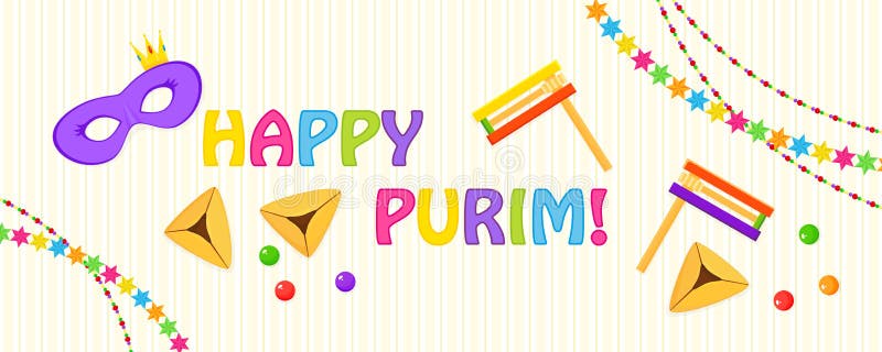 Festa ebrea di Purim, la maschera di carnevale, graggers e hamantaschen royalty illustrazione gratis Festa ebrea di Purim, la maschera di carnevale, graggers e hamantaschen royalty illustrazione gratis