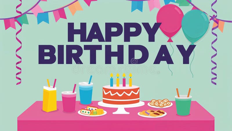 Festeggiare la festa di compleanno con torta e bevande. Un'immagine vivace e allegra di una scena di compleanno