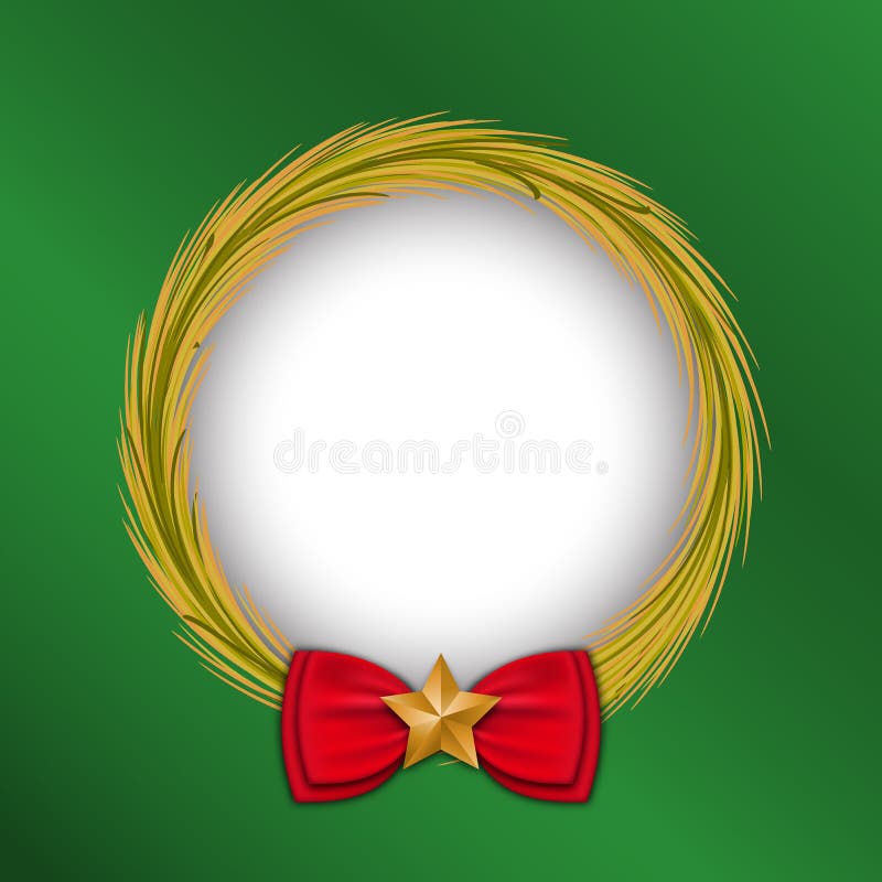 Festival celebration, christmas, new year, gold wreath circle frame, ribbon decoration, green background, Isolated vector design royalty free illustration Festival celebration, christmas, new year, gold wreath circle frame, ribbon decoration, green background, Isolated vector design royalty free illustration