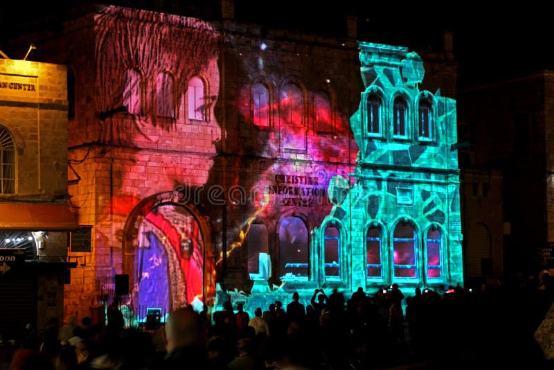 Festival de la luz de Jerusalén imagen de archivo Festival de la luz de Jerusalén imagen de archivo