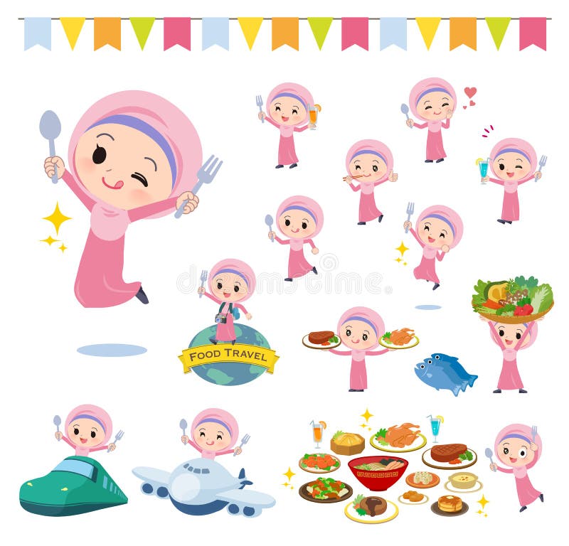 Festival del girl_food de Hijab del árabe ilustración del vector Festival del girl_food de Hijab del árabe ilustración del vector